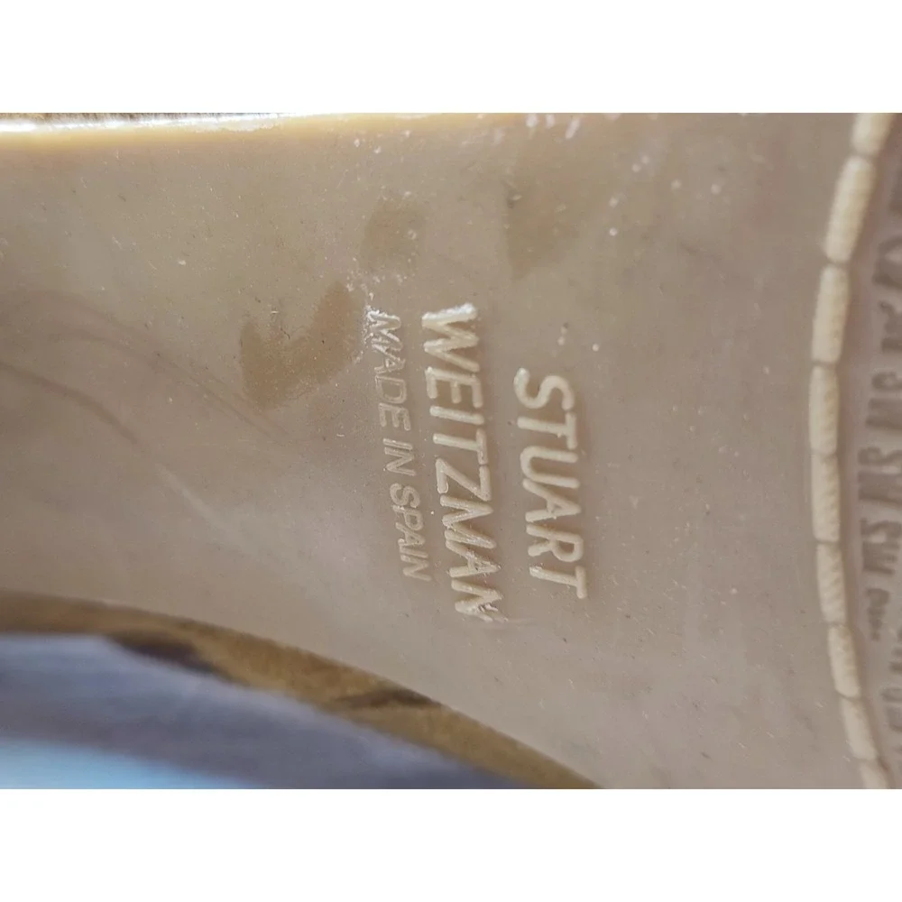 Stuart Weitzman Tan Camel Suede Block Heel Pointed Toe Ankle Boot Womens 10 M